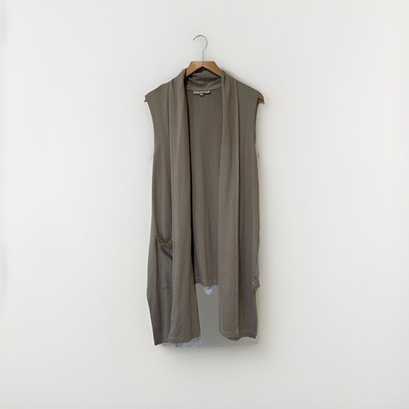 Bryn Walker Modal Blend Taupe Drape Vest Small Travel Layering Lagenlook USA - Picture 1 of 8